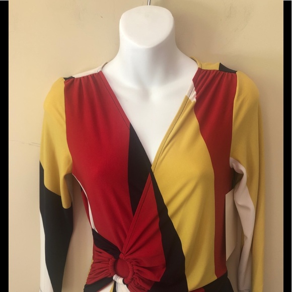 Boston Proper Colorblock Faux Wrap Maxi Dress Sz 4 - Picture 2 of 12